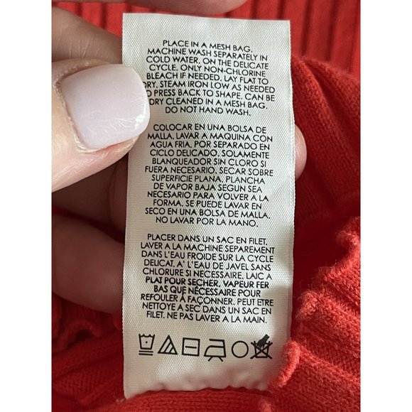 Cabi Trumpet Cardigan Medium Red Orange Sweater Bell Sleeves Snaps Ribbed 5285 - Picture 8 of 11